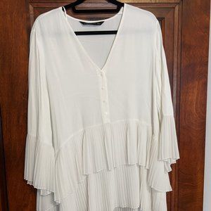 Zara Women's White Dress Tiered Ruffled Bottom